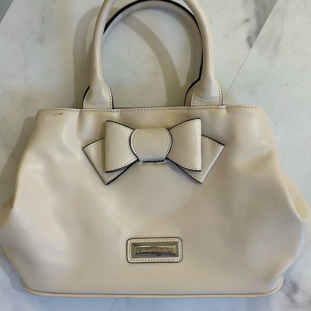 Catherine Malandring Purse, cream with bow